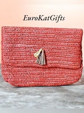 Red Straw Clutch Boho style bag by Bujibaja sold at JC PENNEY Great 4 Summer NEW